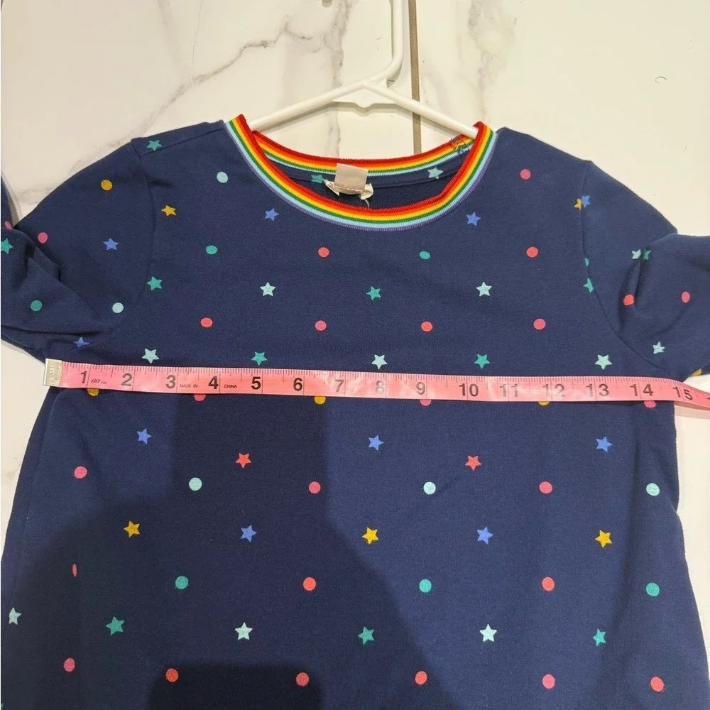 J Crew Crewcuts‎ Girls Long Sleeve Rainbow Star Dot Drop Waist Dress Size L